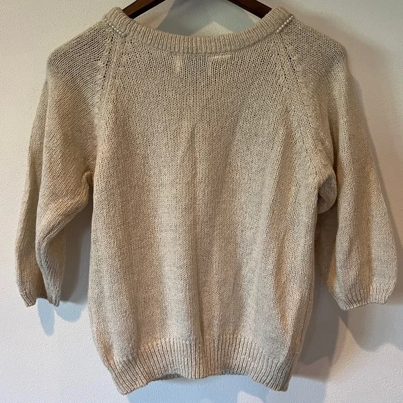 Vintage Extra Energy Beaded Collar Sequin Star Detail 3/4 Sleeve Sweater - Picture 10 of 10